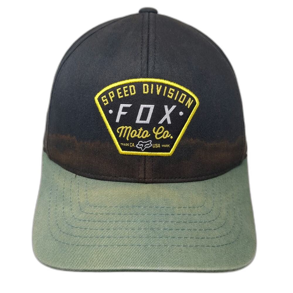 Fox Trucker Hat Black Green OSFM Speed Division Moto Co Snapback Faded Shield